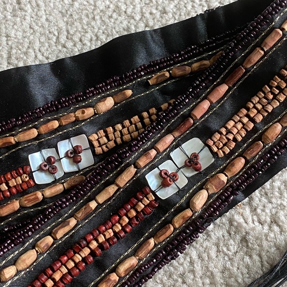 Beaded Tasseled Satin Belt - Picture 2 of 5